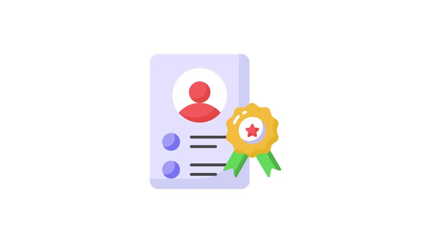 Star badge with page showing concept icon animation of employee certificate in trendy style, employee of the month