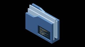 Isometric folder animation. Network folder. Shared folder. Cloud data storage. Database folder server technology. Isometric technology. Transparent background with alpha channel - Powered by Shutterstock - Get 15% off with code: PIKWIZARD15