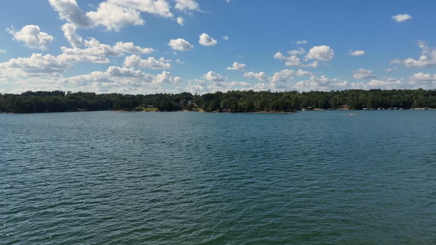 Drone view of Pilgrims Mill boat launch on Lake Lanier in Georgia 4K