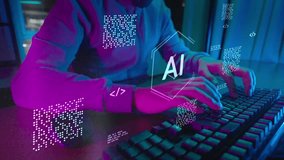 Computer coding prompt cyber security futuristic artificial intelligence in business finance, AI-powered analyze big data, showing charts and performance metrics for strategic planning. - Powered by Shutterstock - Get 15% off with code: PIKWIZARD15