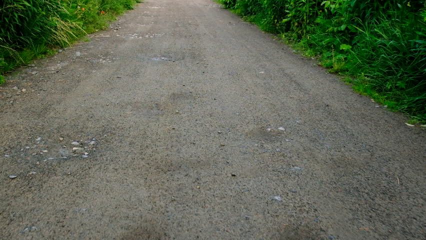 Close-up of a dirt road. Selective focus.