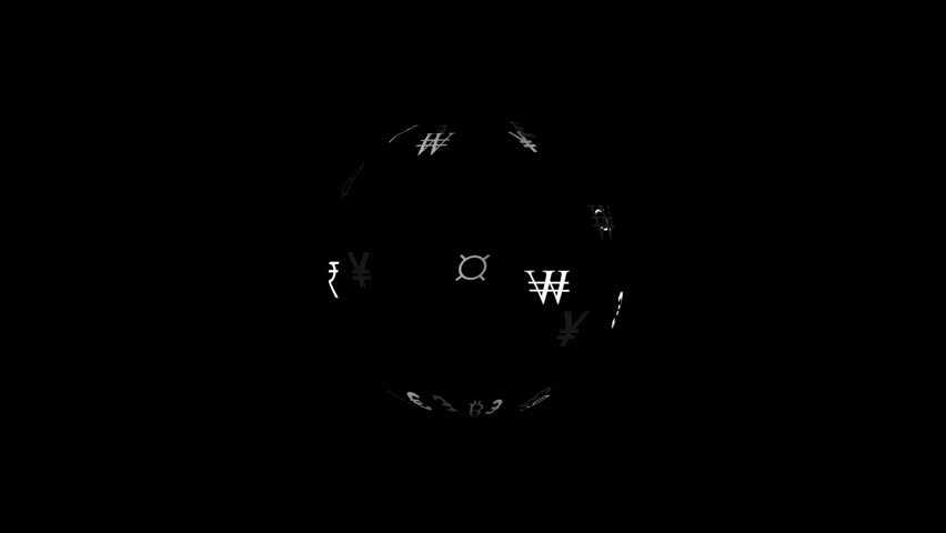 Global currency symbols Bitcoin Yen Euro Pound Rupee Dollar floating in abstract dark sphere - Powered by Shutterstock - Get 15% off with code: PIKWIZARD15