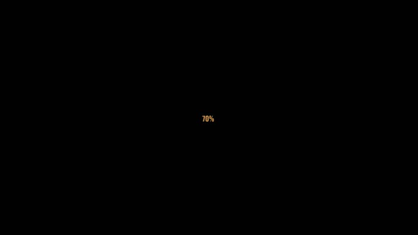 70 Percent Shiny Golden Text Animation on Black Background with Luxury Metallic Reflection and Elegant Typography Motion for Promo Video or Intro