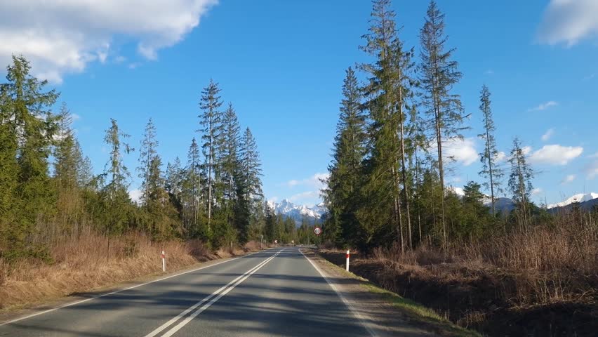 beautiful view of Tatara Mountains on road to Zakopane, Poland