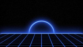 Neon Blue Sunset Over Grid Floor in Dark Outer Space - Powered by Shutterstock - Get 15% off with code: PIKWIZARD15