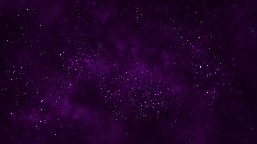 Abstract animation with glittering shiny particles and shimmering bokeh light on a dark purple background. This luxury background is perfect for romantic, celebration, or luxury themes.