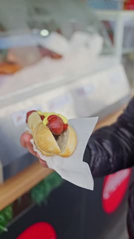 Delicious Hot Dog Enjoyed at a Local Market, Perfect for a Summer Treat or Snack Time