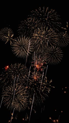 4K Shining Fireworks Display Explosion bokeh lights in night sky Animation Background. 2025 2026 Birthday, Anniversary, Celebration, Holiday, new year, Party, Invitation, Christmas. 3D Illustration