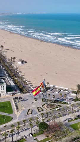 Valencia Skyline At Valencia In Valence Community Spain. Urban Beach. Bay Water Scenery. Downtown City. Valencia Skyline At Valencia In Valence Community Spain. Peaceful Landscape.
