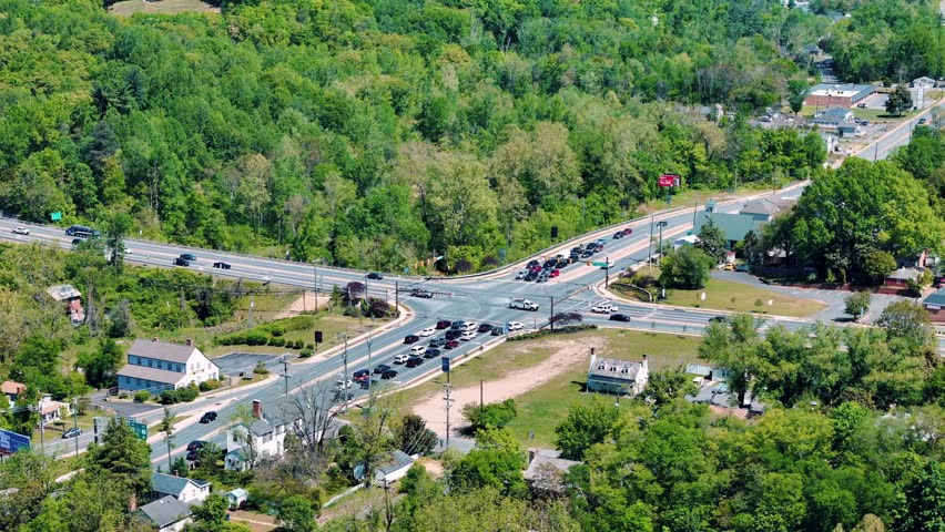 Aerial landscape of River Road Park during summer in Fredericksburg city in Virginia USA