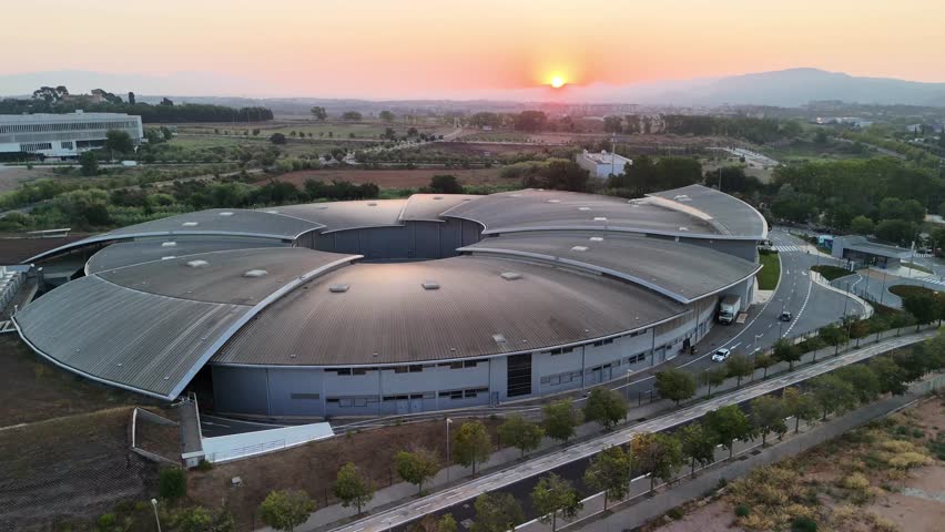 Drone flyaround of ALBA Synchrotron (ALBA II) particle accelerator in Spain