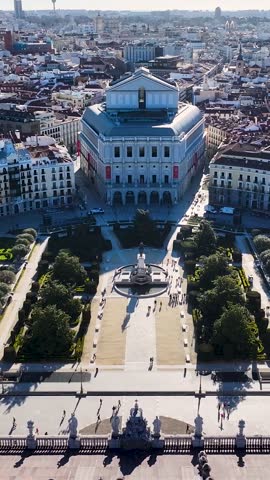 Royal Palace Of Madrid At Madrid In Community Of Madrid Spain. Medieval City Scenery. Royal Theater. Beautiful Garden. Royal Palace Of Madrid In Spain. Oriente Square Skyline.