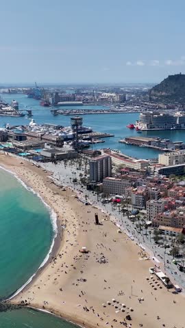 Barcelona Skyline At Barcelona In Catalonia Spain. Beach Landscape. Bay Harbor Scenery. Downtown District. Barcelona Skyline At Barcelona In Catalonia Spain. Amazing Cityscape. Spain Skyline.