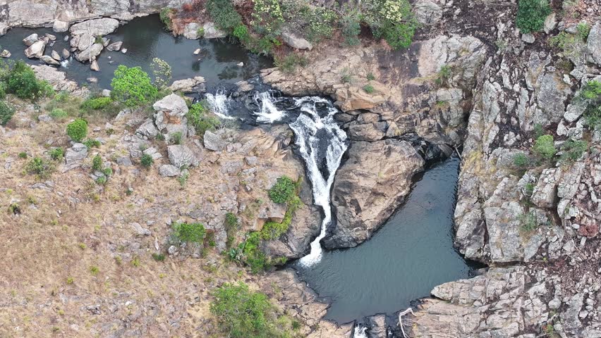 Aerial view of waterfall in Malolotja National Park, eSwatini