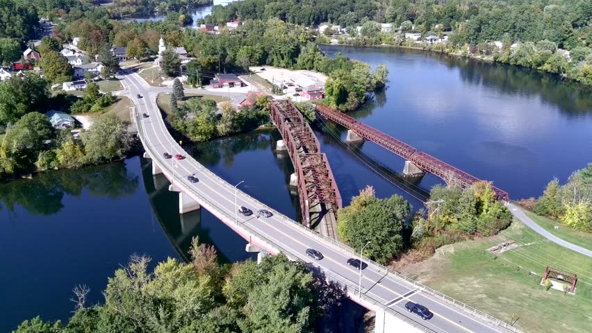 A Panning, Aerial Shot of Hooksett, New Hampshire 