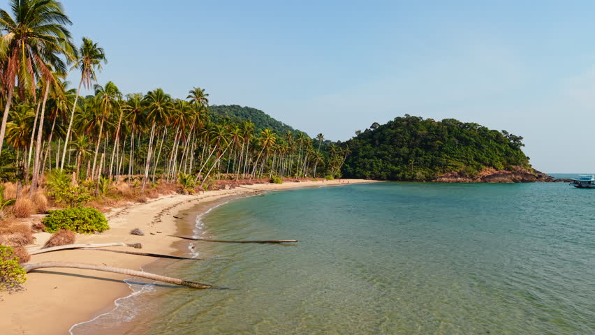 Stunning aerial view of wai chaek beach, a beautiful tropical paradise in koh chang, thailand