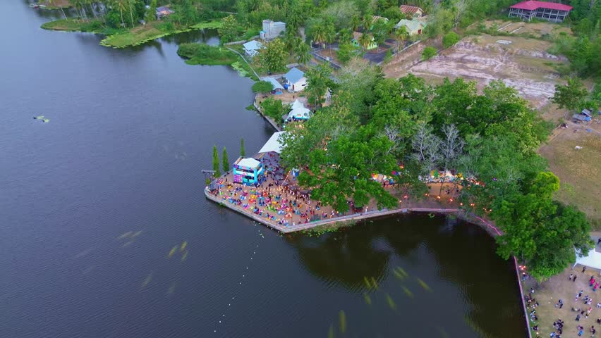 Aerial View of Lakeside Party Event