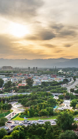 Dusk cityscape of Changping, Beijing, China