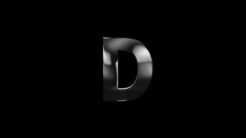 Letter D with lightning lights and alpha channel, alphabet, english letters