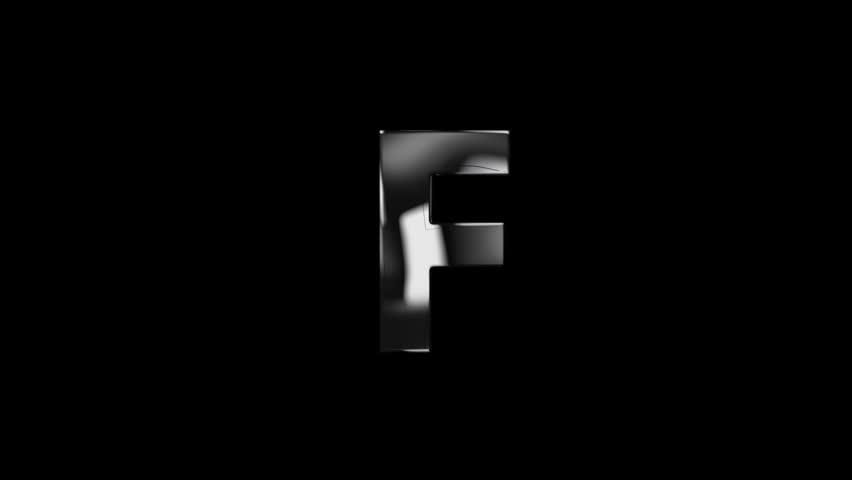 Letter F with lightning lights and alpha channel, alphabet, english letters