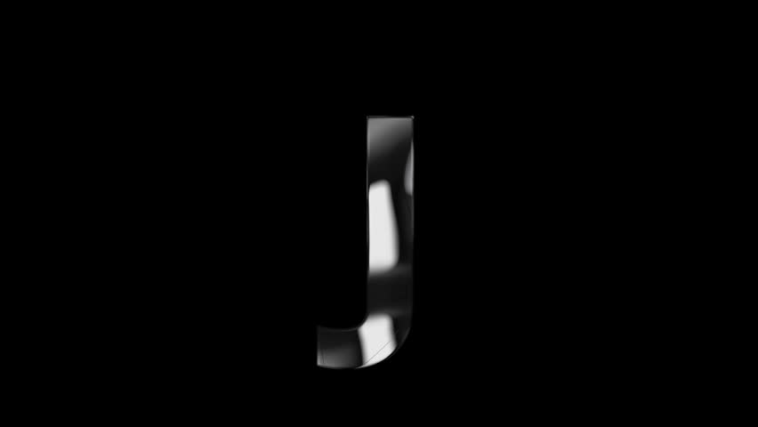 Letter J with lightning lights and alpha channel, alphabet, english letters
