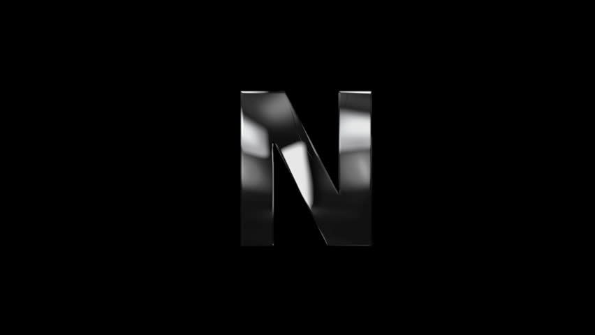 Letter N with lightning lights and alpha channel, alphabet, english letters