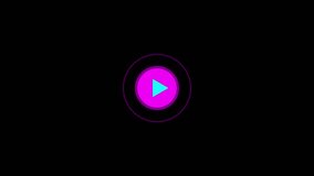 Neon play button pulsing with concentric sound waves on black background abstract digital - Powered by Shutterstock - Get 15% off with code: PIKWIZARD15