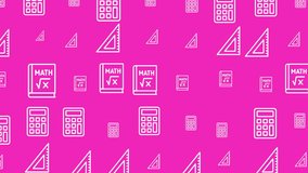 Back to school pattern with math books calculators and rulers icons in seamless pink background for educational or classroom design. - Powered by Shutterstock - Get 15% off with code: PIKWIZARD15
