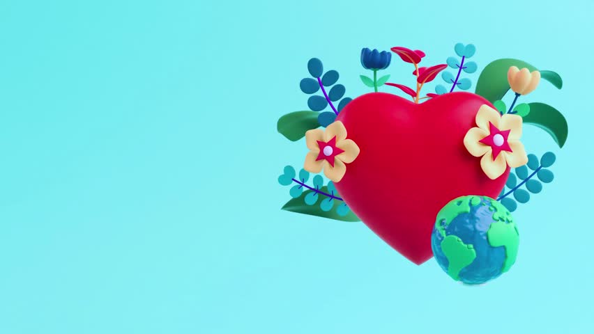 Celebrate World Health Day with this beautiful video background featuring a red heart, planet Earth, and floral decorations — symbolizing global care, wellness, and awareness on April 7th each year. - Powered by Shutterstock - Get 15% off with code: PIKWIZARD15