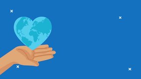 Celebrate World Heart Day with a touching scene of a hand lifting Earth in a heart shape, symbolizing love, care, and global awareness for heart health and a healthier, united world. - Powered by Shutterstock - Get 15% off with code: PIKWIZARD15