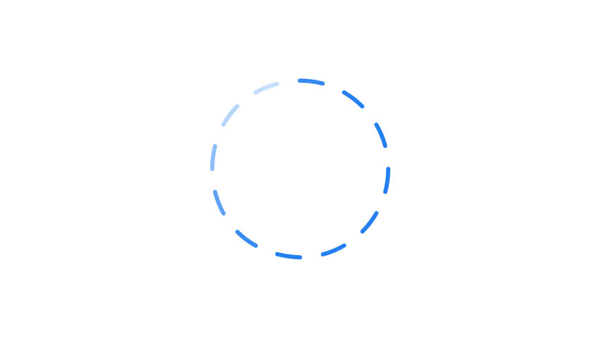 Blue circular dashed lines rotating loading animation. Circle motion. Animated throbber on transparent. UI design element 4K video for download, upload, update, waiting. Progress indicator, buffering