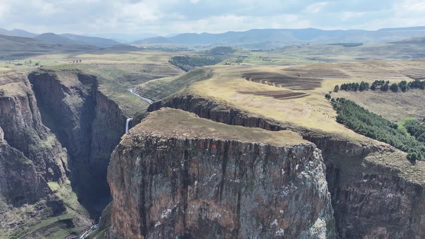 Aerial view of Maletsunyane Waterfall in Lesotho