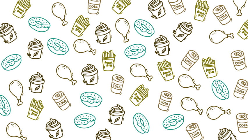 Fast food seamless food pattern. Suitable for restaurant menus, food blog graphics, and foodthemed designs.
