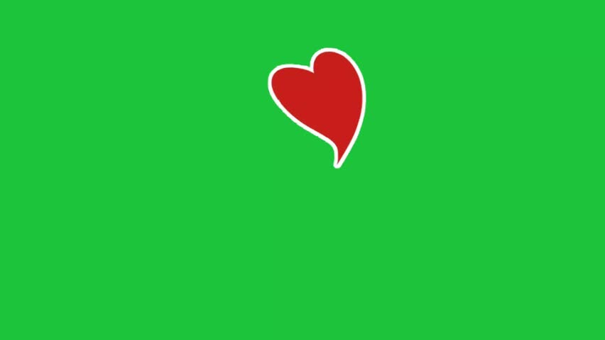 A vibrant red heart floats gently on a bright green screen, creating a sweet and uplifting atmosphere perfect for love-themed projects