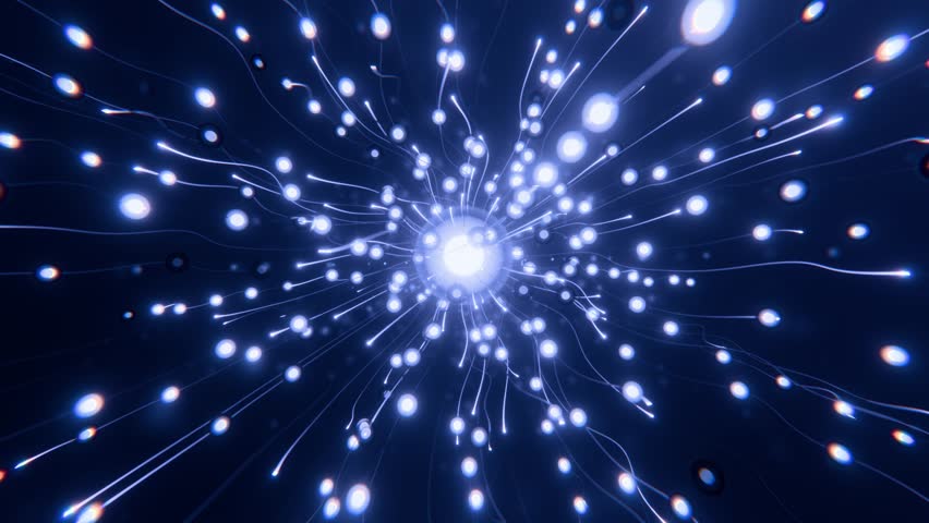 Futuristic Data Flow Orb with Radiant Light Trails Loop Animated
