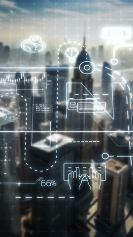 Infographics BUSINESS against the backdrop of city skyscrapers.