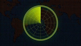Radar icon a black color abstract ,Digital technology world map, different information showing radar screen - Powered by Shutterstock - Get 15% off with code: PIKWIZARD15