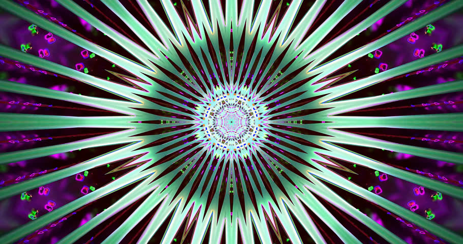 An animated 3d colorful kaleidoscopic tunnel with a geometric pattern in vibrant shades