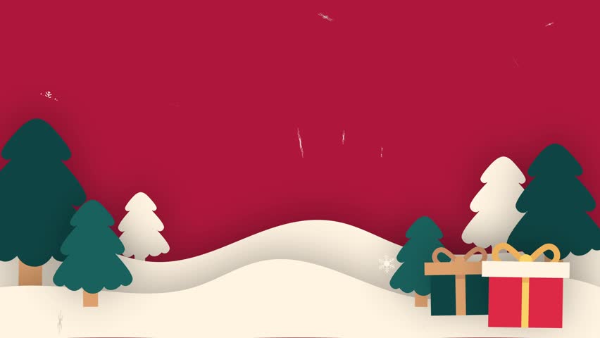 Animated Christmas background with winter ornaments and red hues. Suitable for Christmas events.