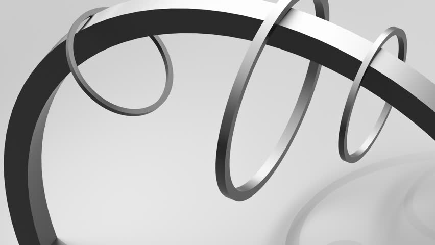 Metal round rings on one large ring, group concept, calculation, business mathematical abstract animation. 3D render.