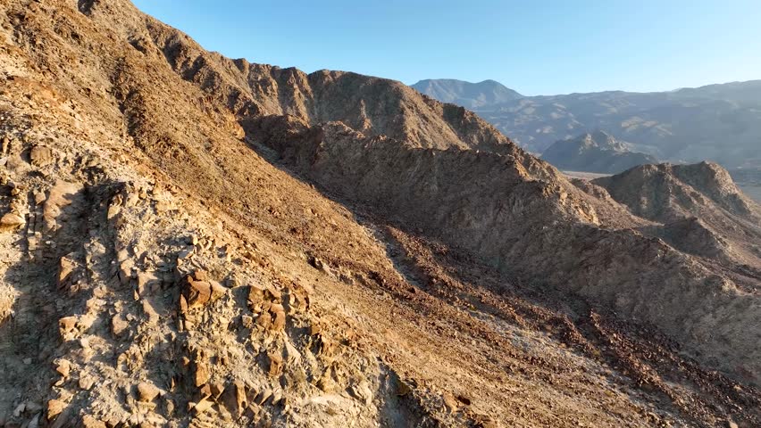 Aerial Flyover Of Arid Landscape Of La Quinta Overlook At Coachella Valley In California, USA.