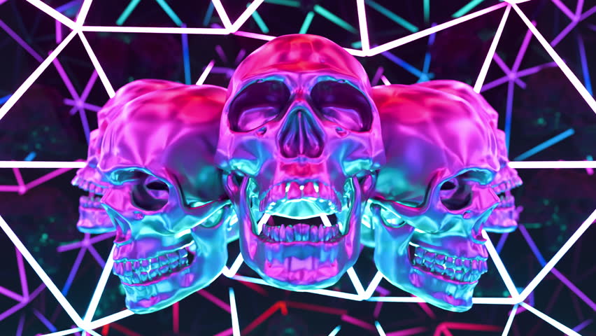 Neon Light and Skull Abstract Horror VJ Loop