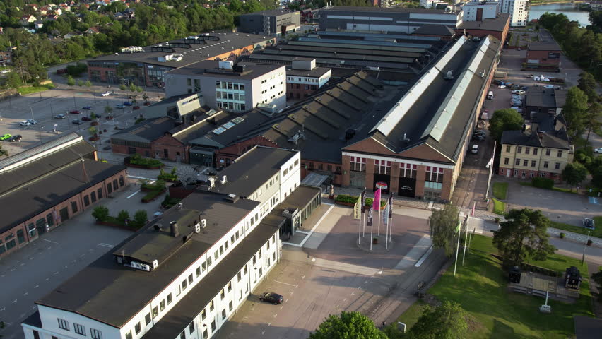 Aerial view of Innovatum Science Center and Saab museum in Trollhättan, Sweden