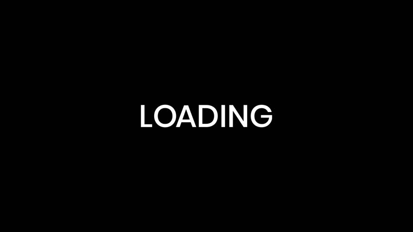 Animated loading text with stretching letter O on black background