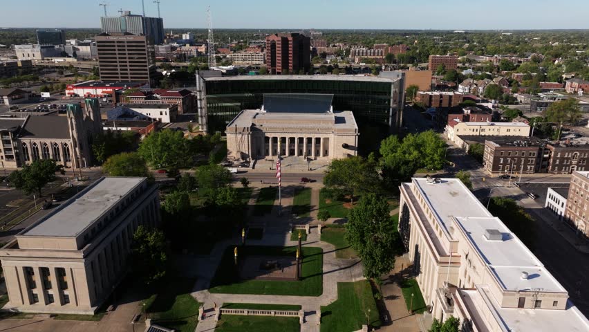 Aerial View Above American Legion Mall, Indianapolis Public Library