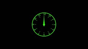A digital clock face with neon green numbers and hands glows brightly against a stark black background. - Powered by Shutterstock - Get 15% off with code: PIKWIZARD15