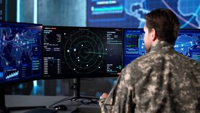 Military Defense Technology And Army Command Center. Soldier Using Digital Radar For Aerial Tracking - Powered by Shutterstock - Get 15% off with code: PIKWIZARD15