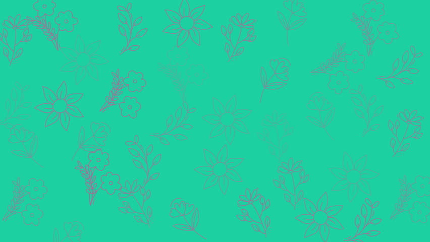 Floral doodle green background with subtle floral outlines suitable for organic branding, spring events, stationary design, and naturethemed projects.