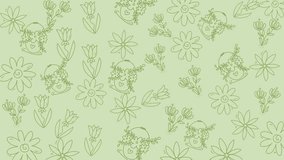 Floral doodle seamless pattern with sketched flowers and easter eggs, ideal for festive designs like stationery, wrapping paper, and textiles. - Powered by Shutterstock - Get 15% off with code: PIKWIZARD15