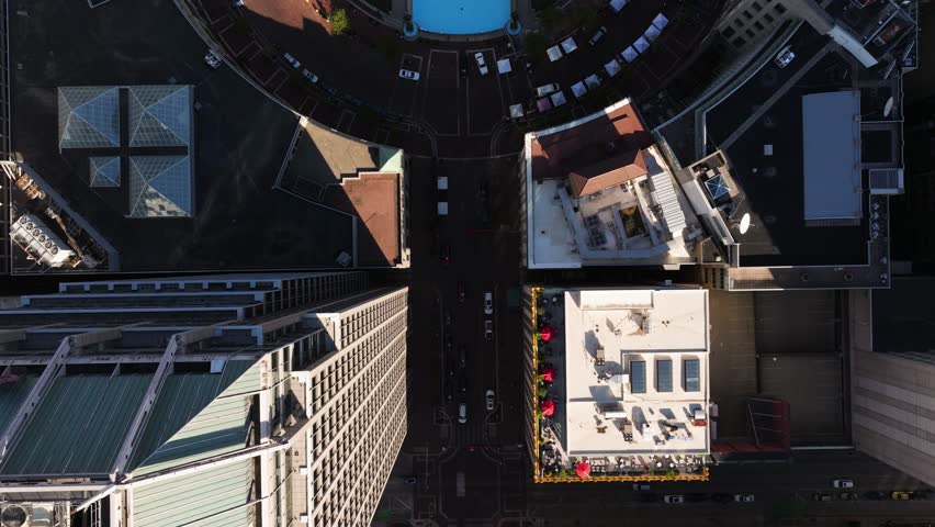 Top Down Aerial View Above Soldiers and Sailors Monument in Downtown Indianapolis, Indiana. Summer
